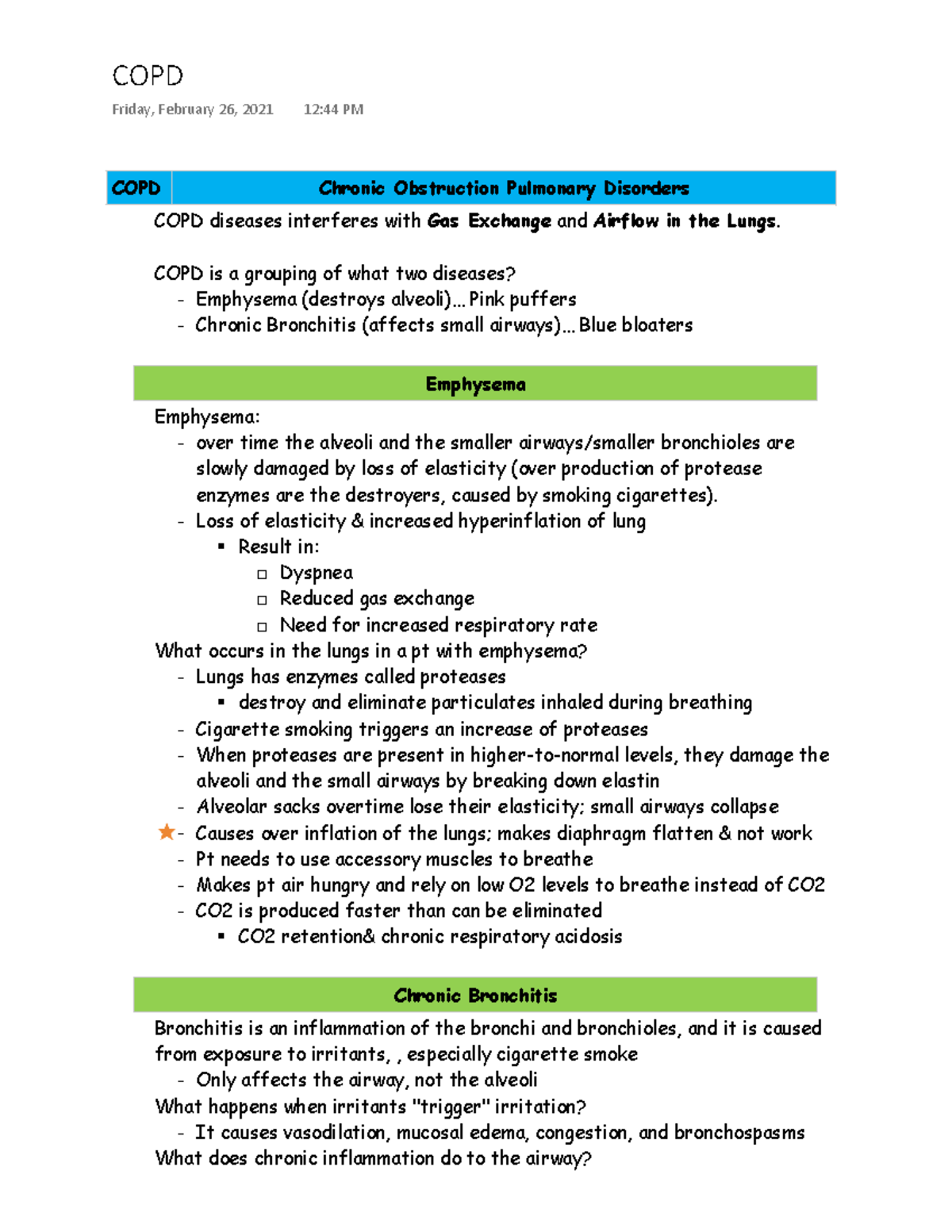 COPD - COPD - COPD Friday, February 26, 2021 12:44 PM COPD Chronic ...