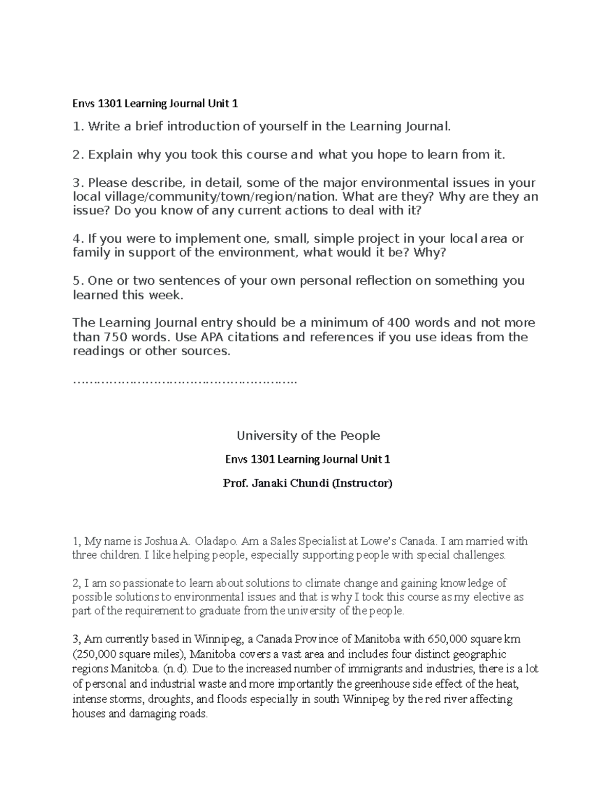 Envs 1301 Learning Journal Unit 1 - Envs 1301 Learning Journal Unit 1 ...