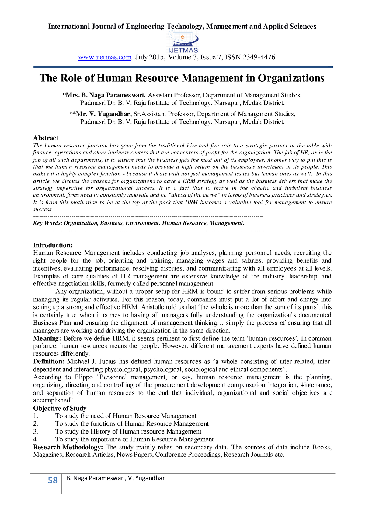 Roles of HRM - it will help you understand the role of HRM. - ijetmas ...