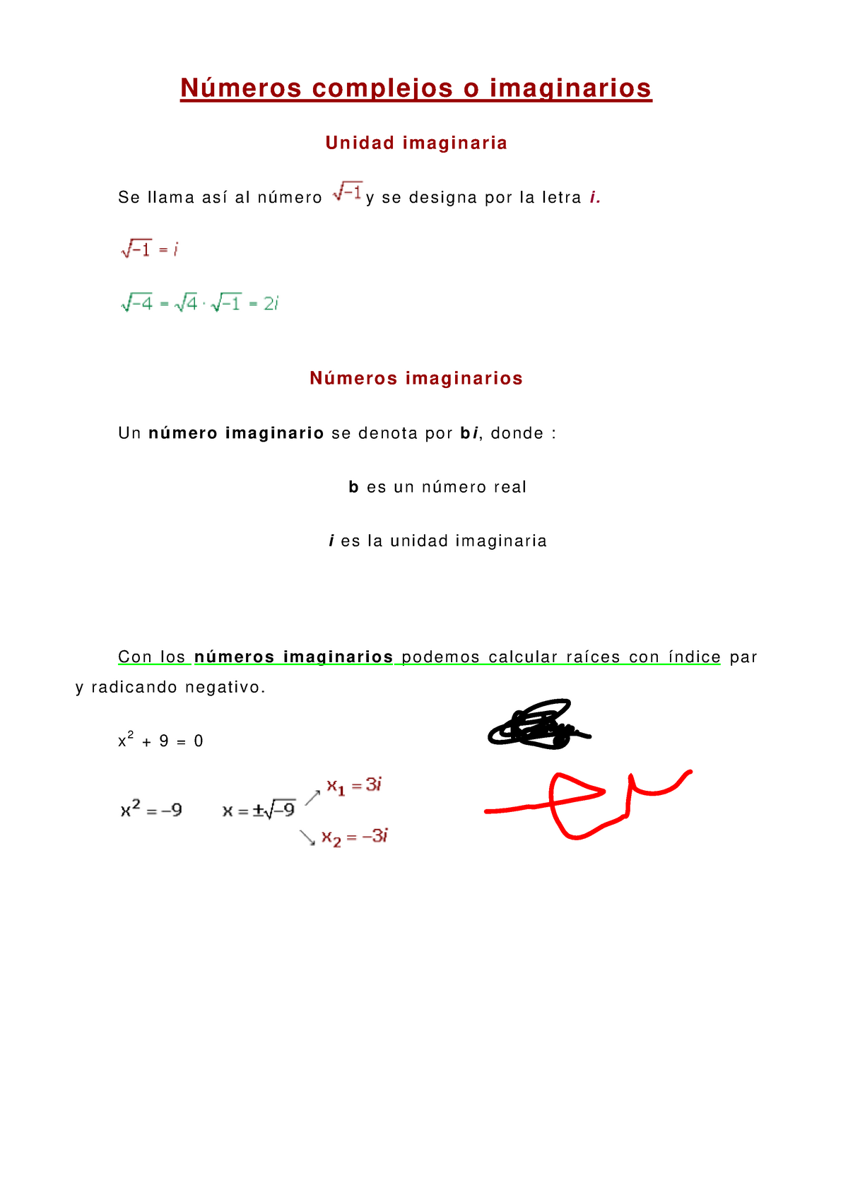 Apuntes Numeros Complejos O Imaginarios Algebra I 16391 Studocu