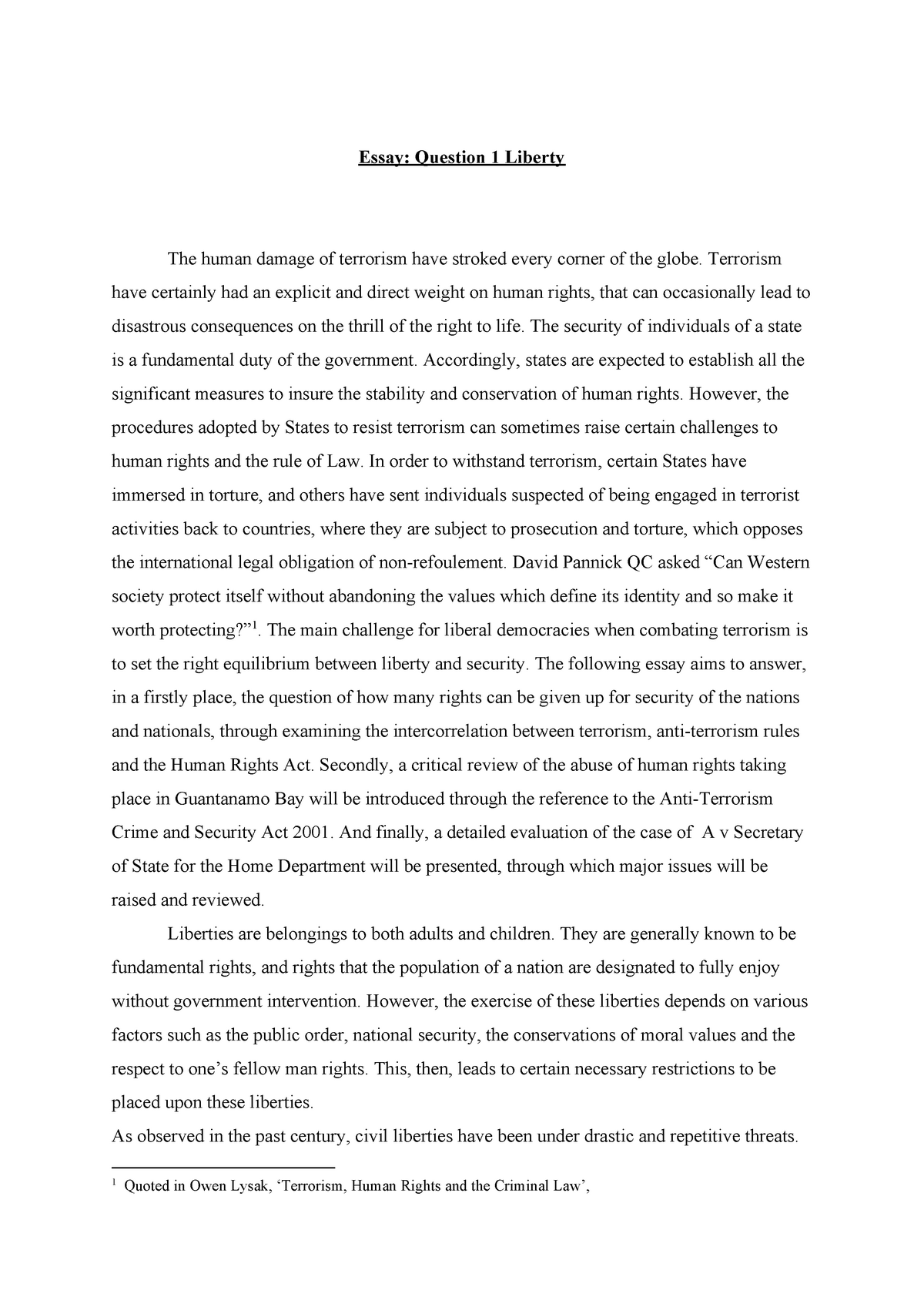 human rights and terrorism essay