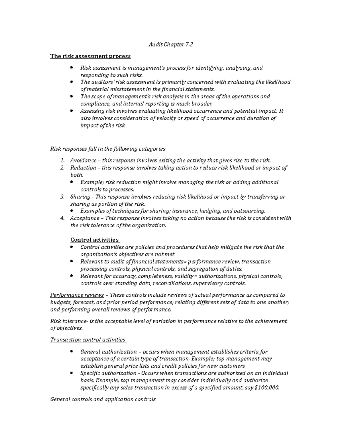 Audit 2 - Summary Of Chapter 7 Part 2 For BUS-A534 - Audit Chapter 7 ...