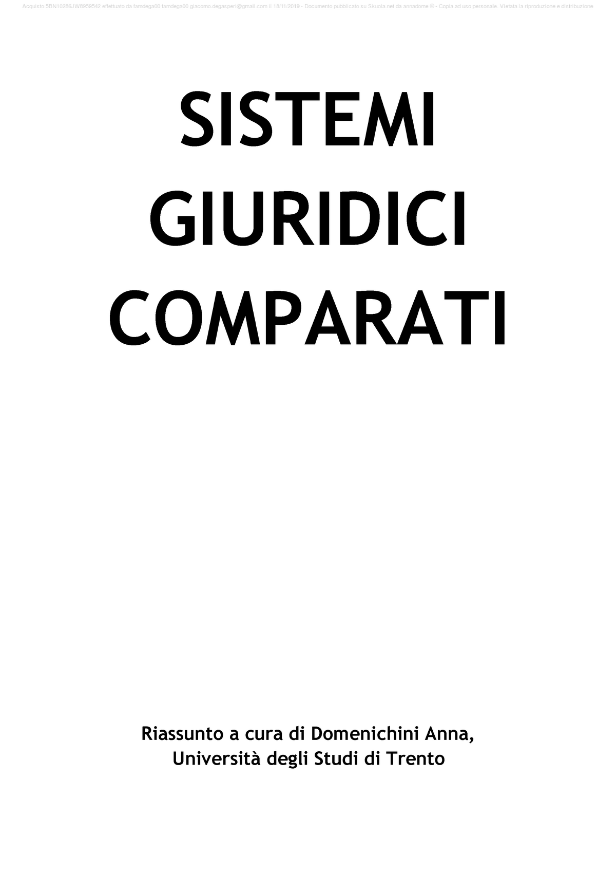 Riassuntoesame Diritto Comparato Prof Santaroni Libro Consigliato ...