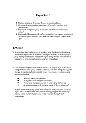 Komunikasi Bisnis - Diskusi I - Soal Diskusi 1: Diskusikanlah Konsep ...