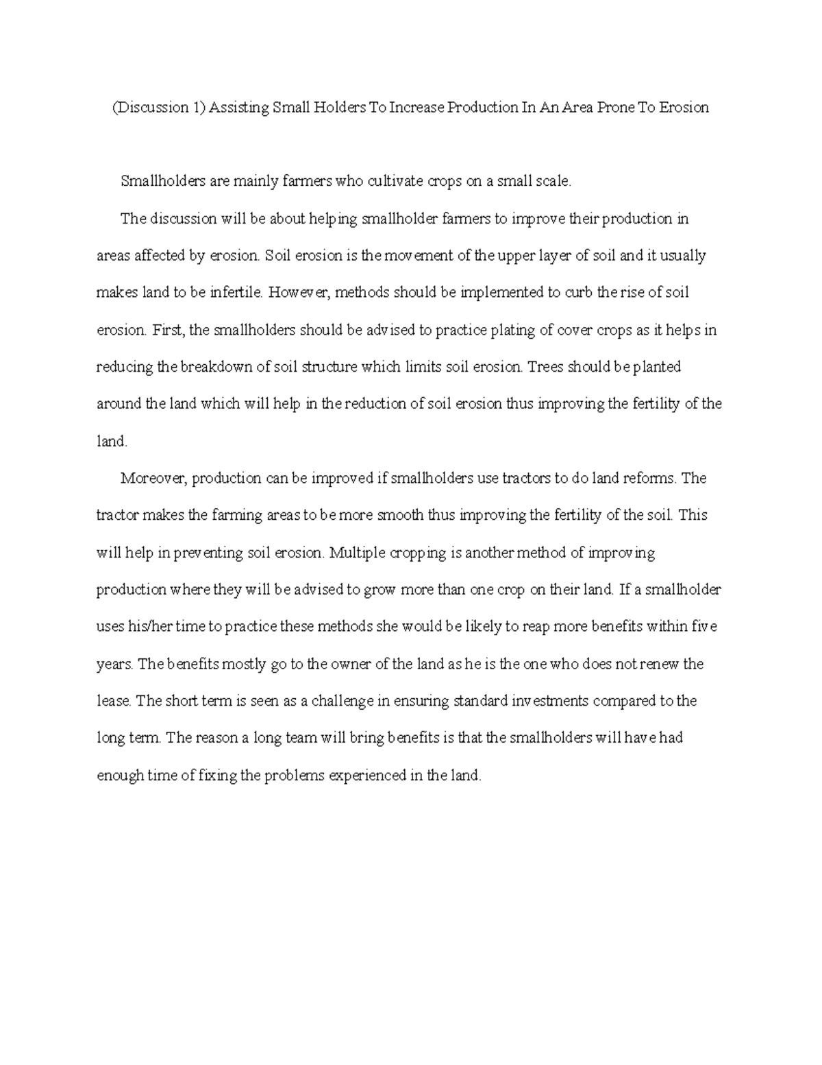Discussion 1 Second assignment (Discussion 1) Assisting Small