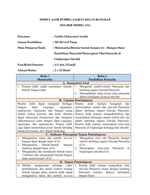 RPP PKR MODEL 222 - TUGAS 2 PEMBELAJARAN KELAS RANGKAP PDGK FAKULTAS ...