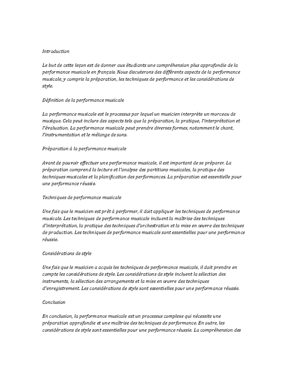 Music Performance note study - Introduction Le but de cette leçon est ...