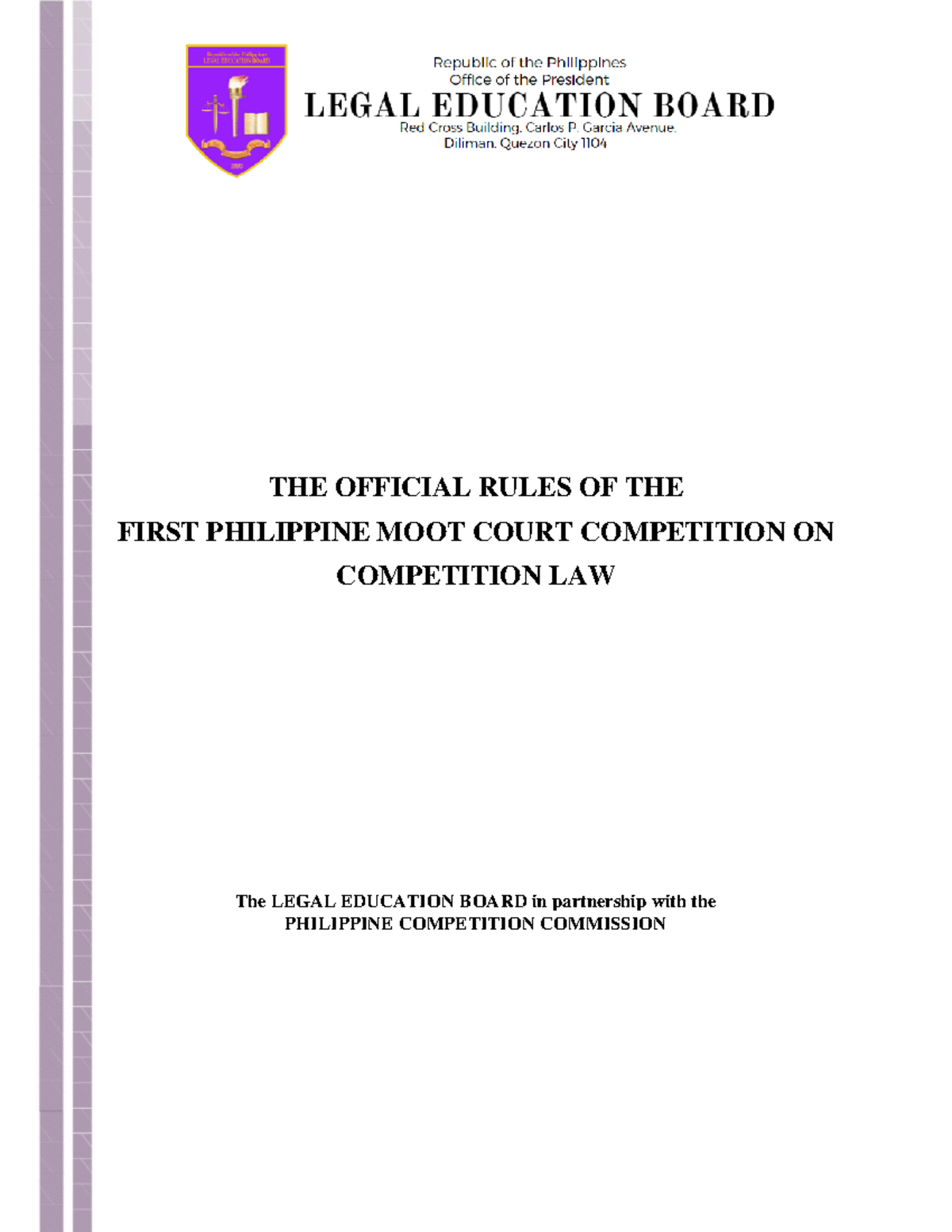 Official Rules of the 1st PH Moot Court Competition on Competition Law
