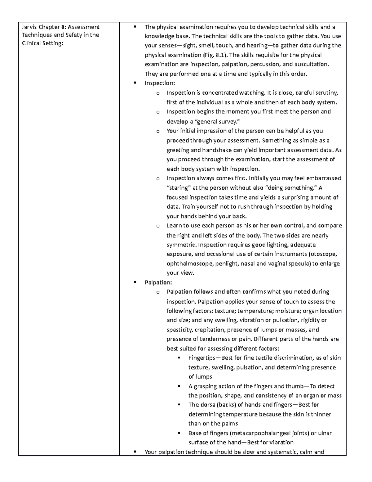 Jarvis Chapter 8 - notes module 2 - Jarvis Chapter 8: Assessment ...