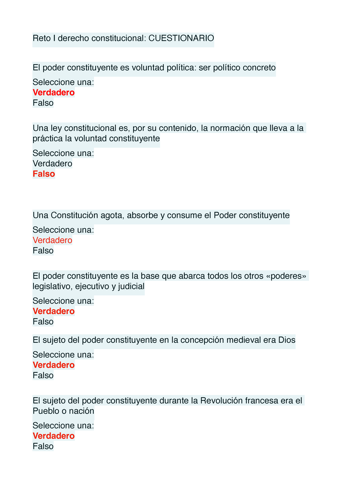 Contitucional - Reto I Derecho Constitucional: CUESTIONARIO El Poder ...