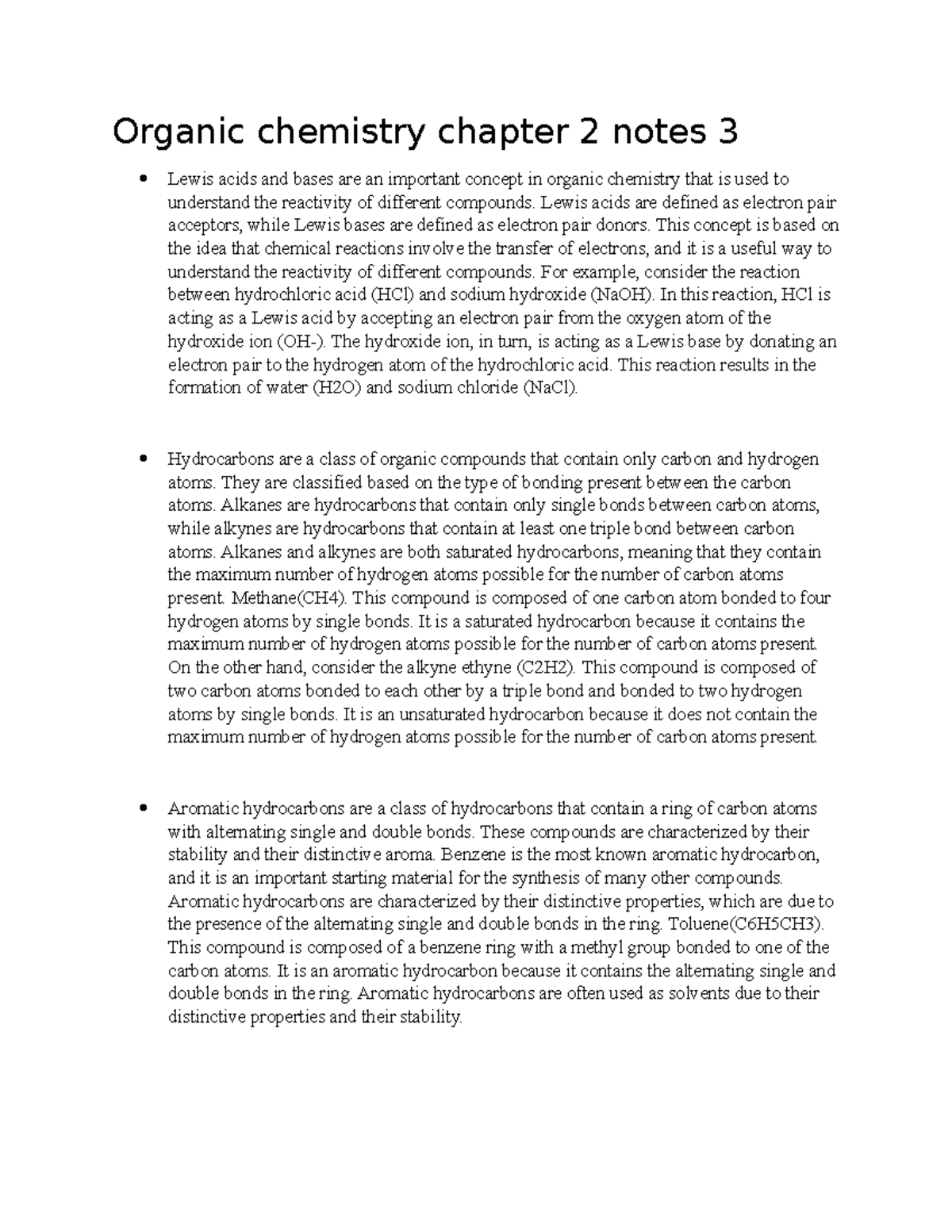 Organic chemistry chapter 2 notes 3 - Organic chemistry chapter 2 notes ...
