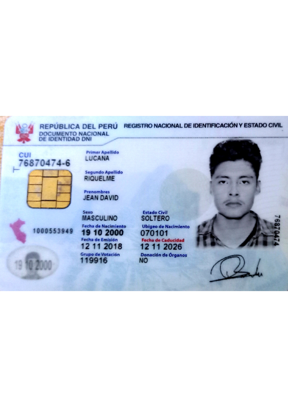 DNI JEAN Lucana - eefewfewdqwdce - REPUBLICA DEL PERU REGISTRO NACIONAL ...