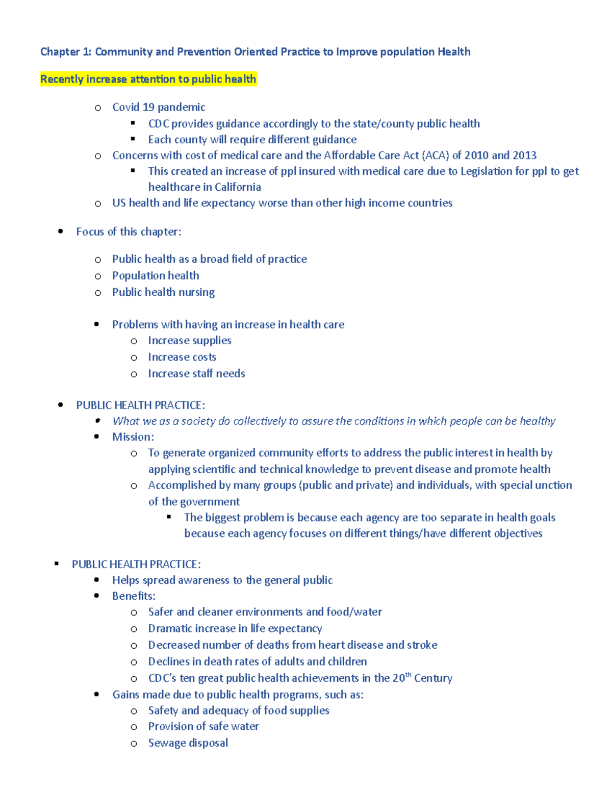 Week 1 chapter notes - Chapter 1: Community and Prevention Oriented ...
