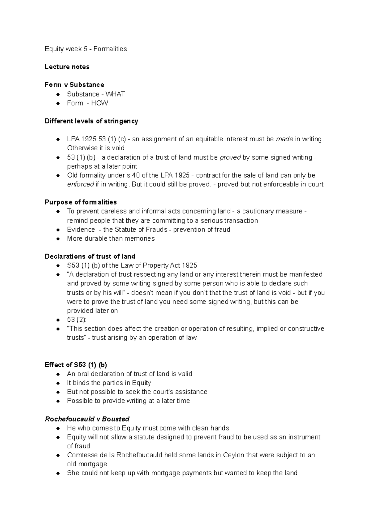Equity 1 week 5 - Formalities - Equity week 5 - Formalities Lecture ...