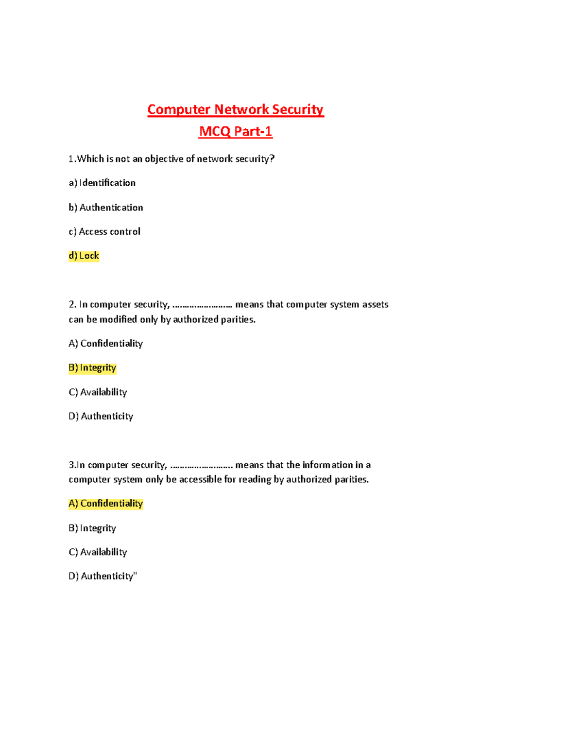 CNS mcq 1 MCQ question Computer Network Security MCQ Part 1 1 is