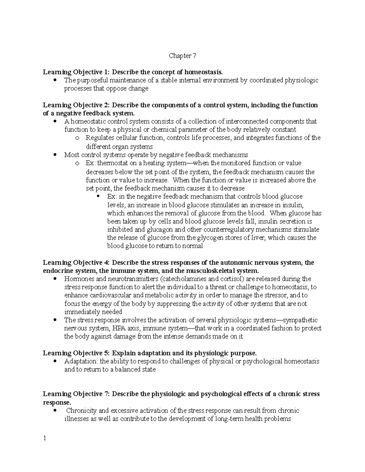 Chapter 7 homeostasis and third spacing - Chapter 7 Learning Objective ...