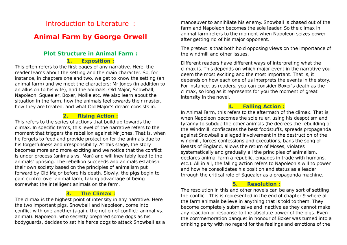 Animal farm study guide-georgeorwell - Introduction to Literature : Animal  Farm by George Orwell - Studocu