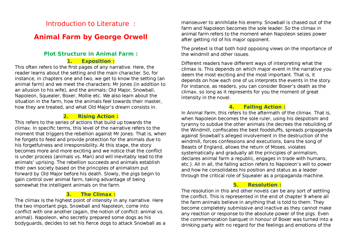 Animal Farm Study Guide georgeorwell Introduction To Literature Animal Farm By George Orwell 