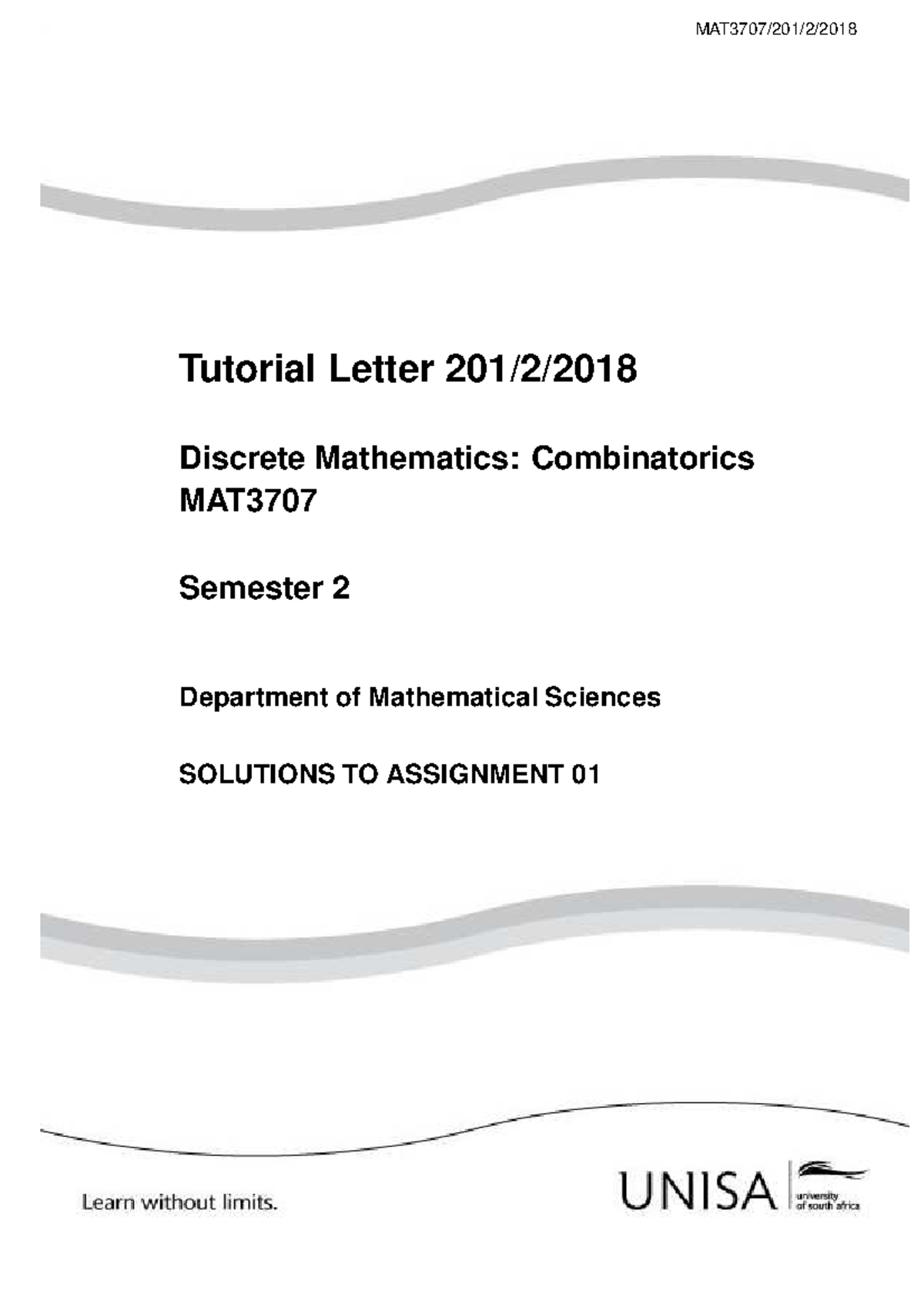 MAT3707 2018 TL 201 2 B - MAT3707/201/2/ Tutorial Letter 201/2 ...