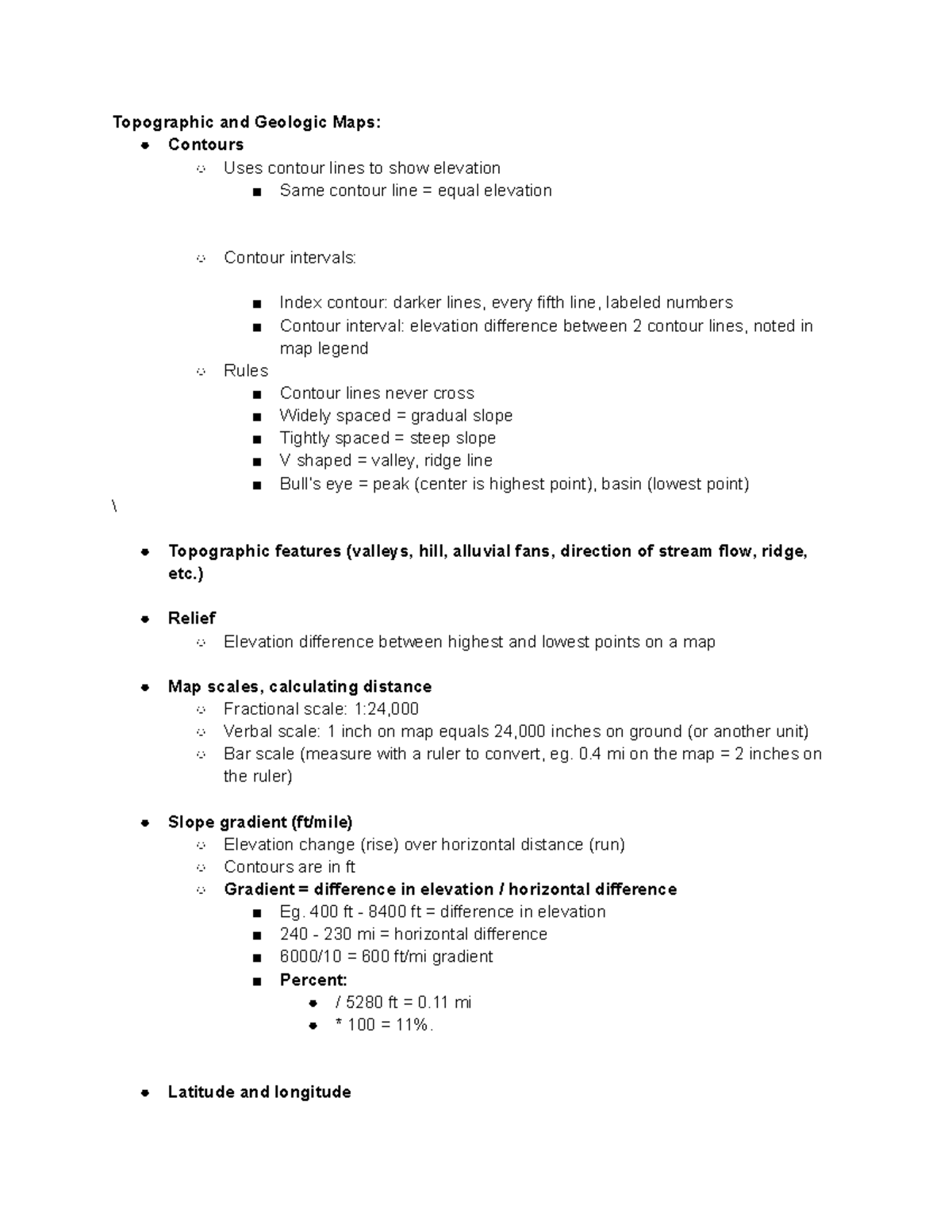 EOSC 110 Lab final - Intro to Geoscience study guide - Topographic and ...