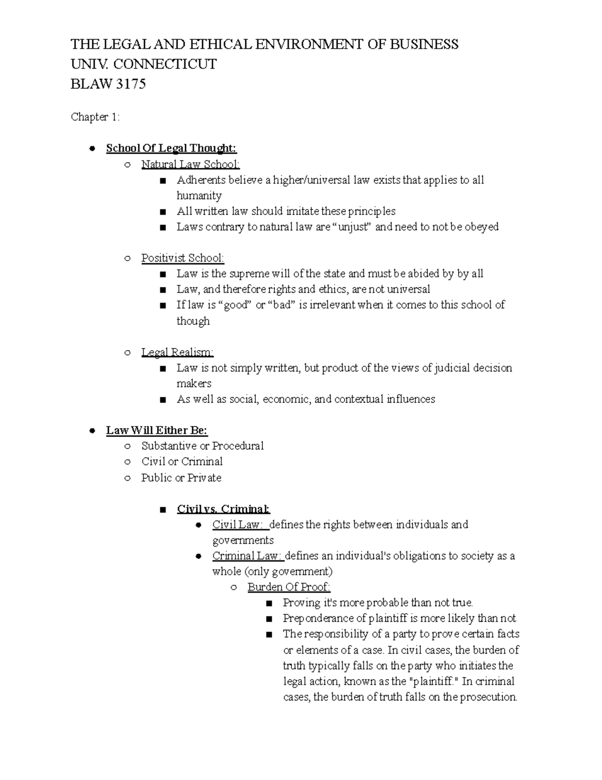 BLAW 3175 Chapter 1 (P3) - THE LEGAL AND ETHICAL ENVIRONMENT OF ...