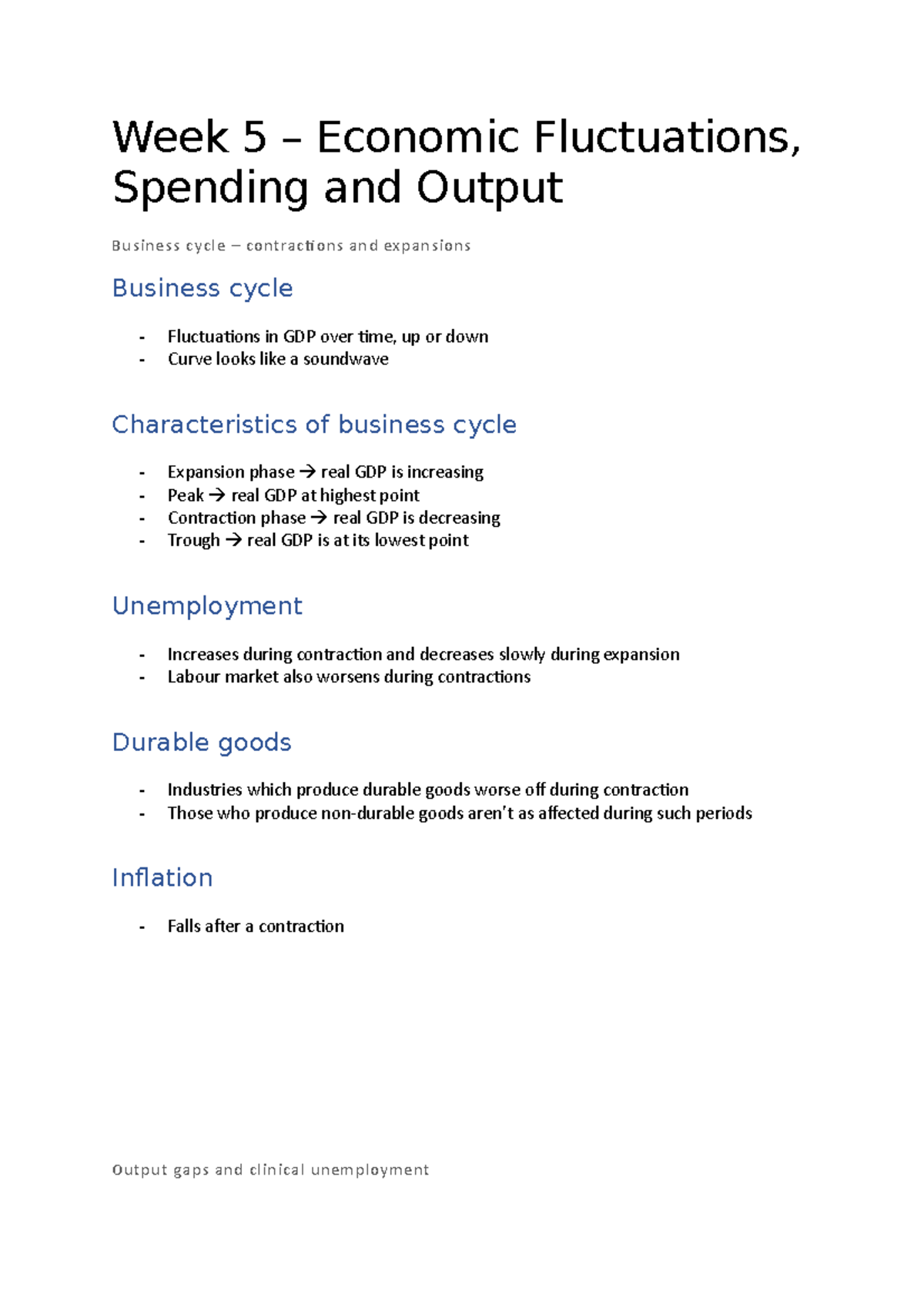 MACRO Topic 5 Notes - Week 5 – Economic Fluctuations, Spending and ...