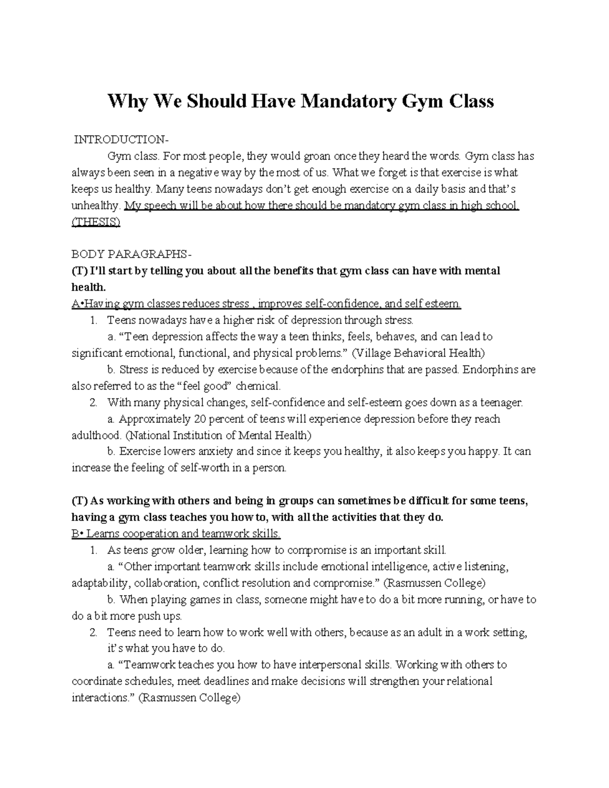 gym observation essay