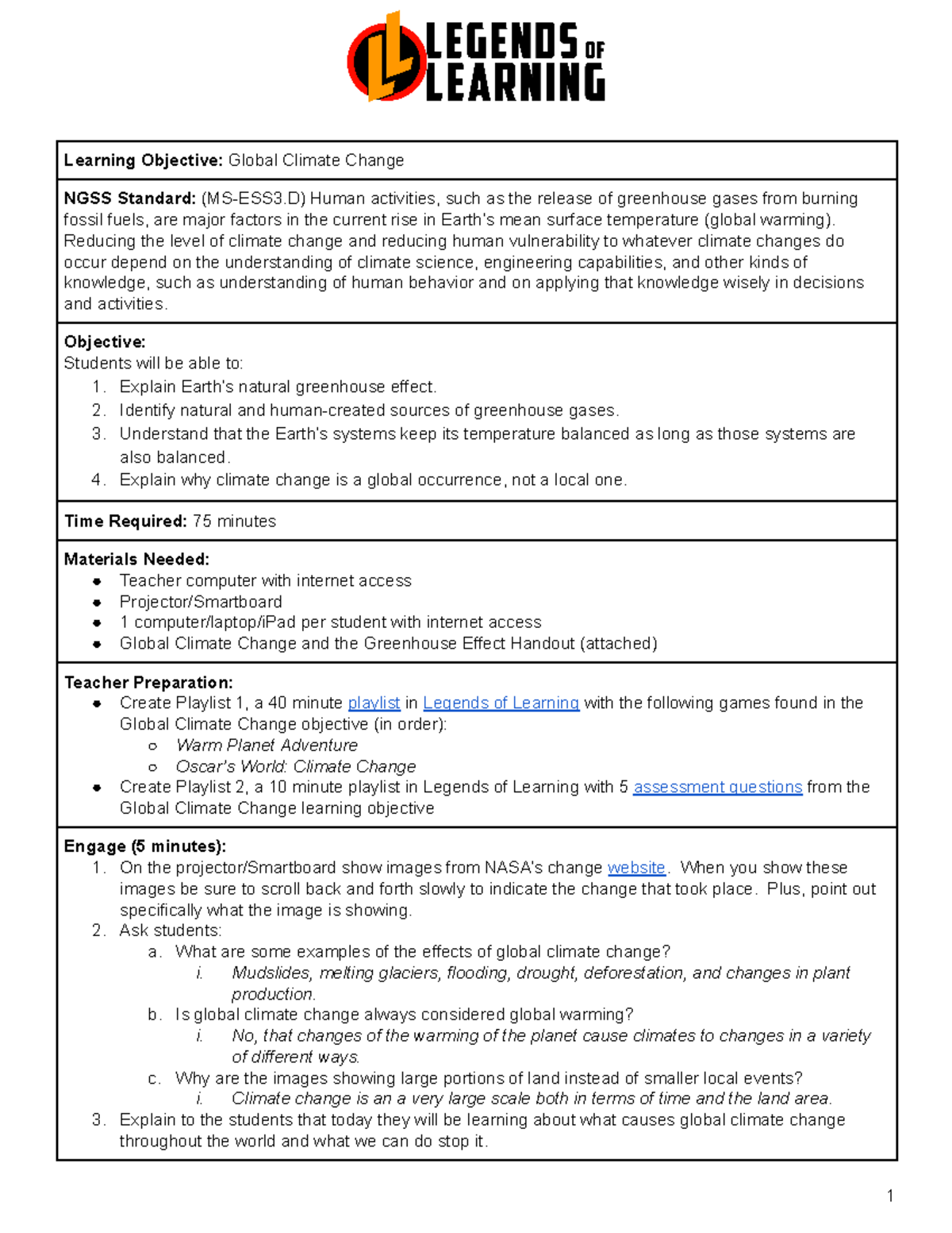 Global-Climate-Change - Learning Objective: Global Climate Change NGSS ...