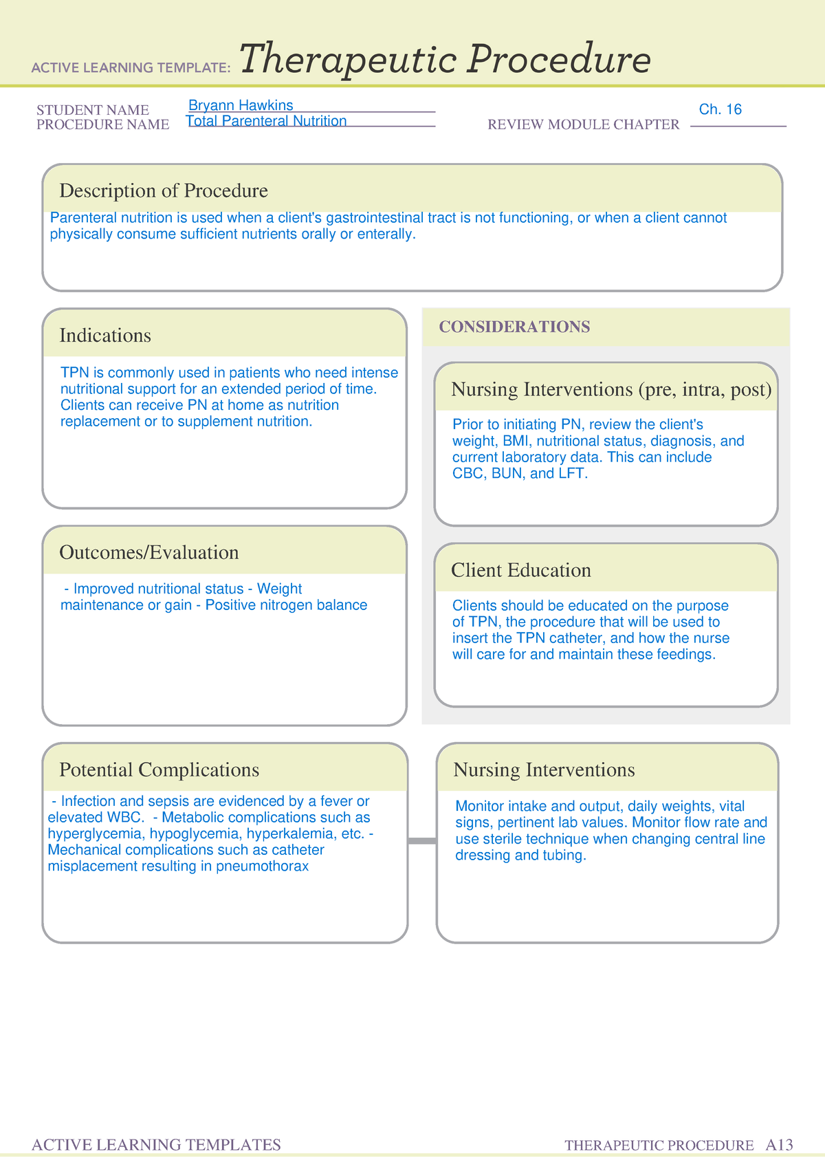 Nutrition - ati remediation - RET 3493 - STUDENT NAME PROCEDURE NAME ...