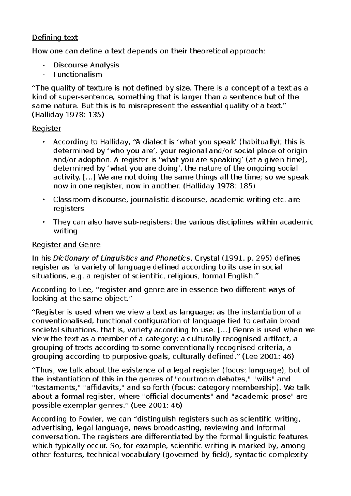 Lingua Inglese II Bibbò Defining text How one can define a text