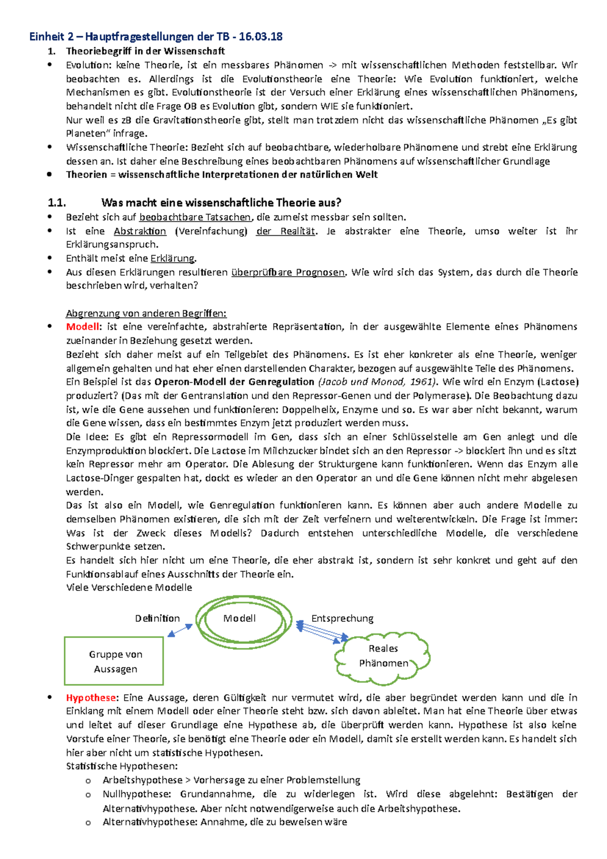 Theoretischen Biologie Und Evolutionstheorie Einheit 2 - Einheit 2 ...