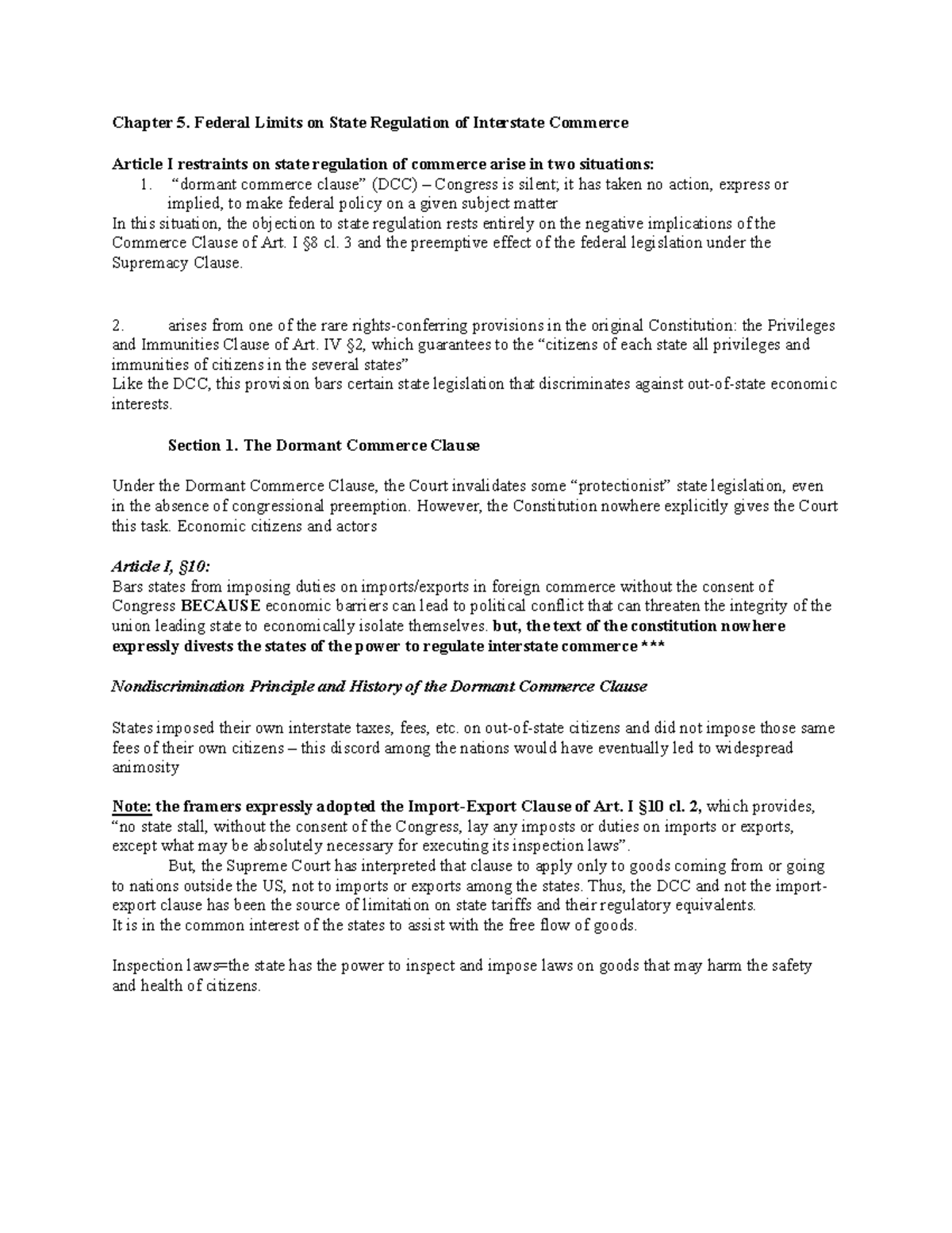 Chapter 5. Dormant Commerce Clause - Chapter 5. Federal Limits on State ...