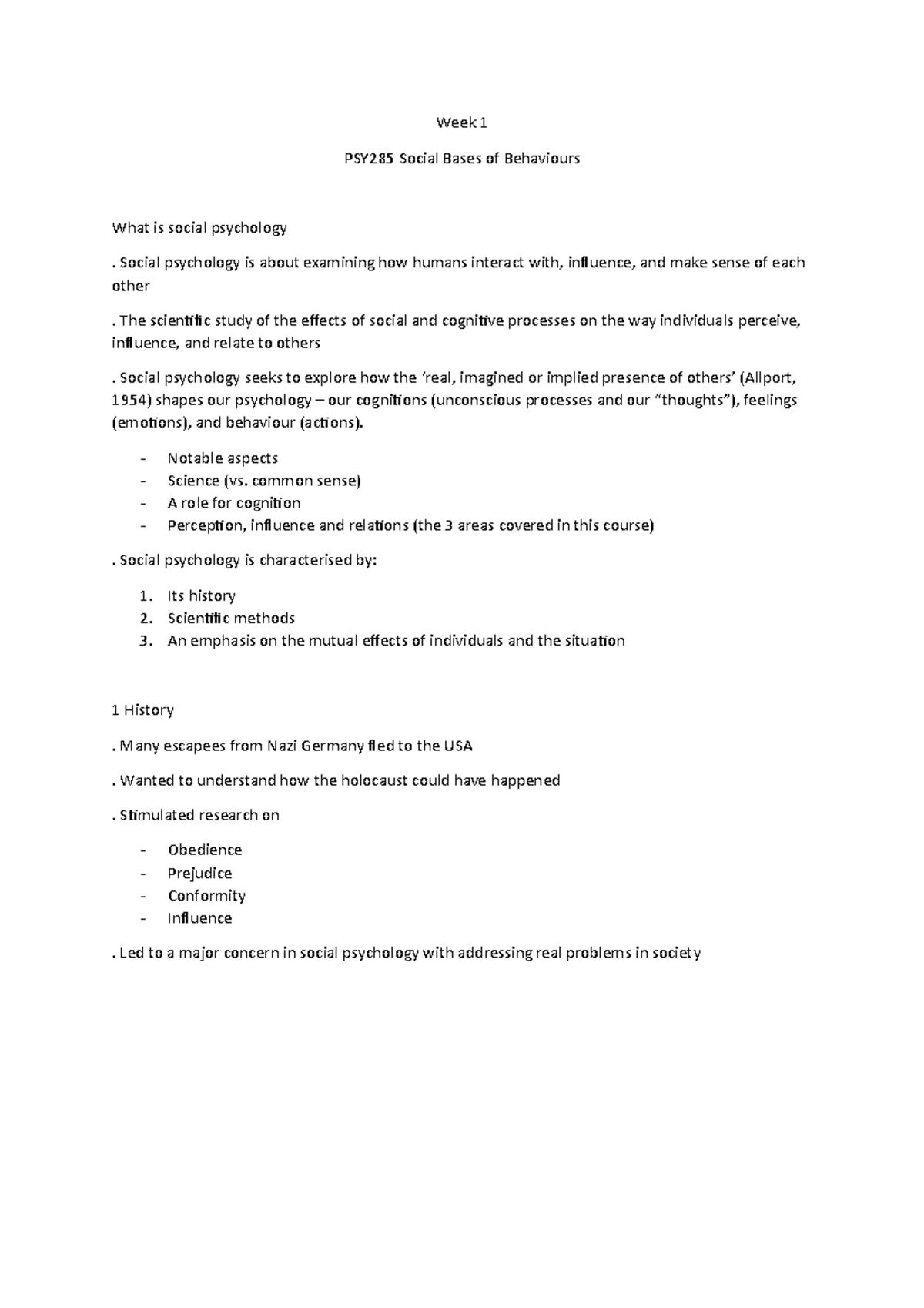 Week 1 notes Unit Information and Learning Guide - PSY285 - Murdoch ...