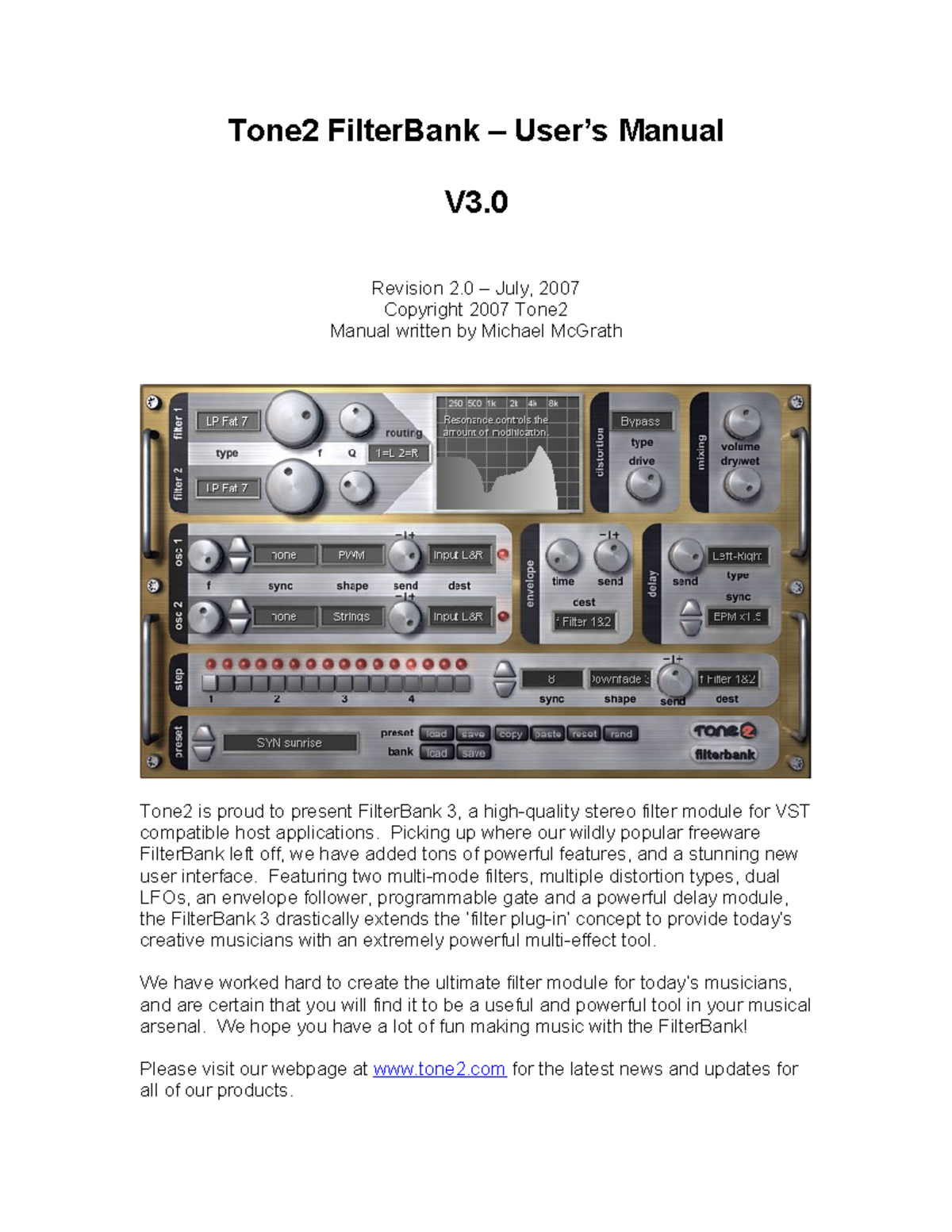 Filter Bank 3 in de making kan je helpen met muziek maken, - Tone2 ...