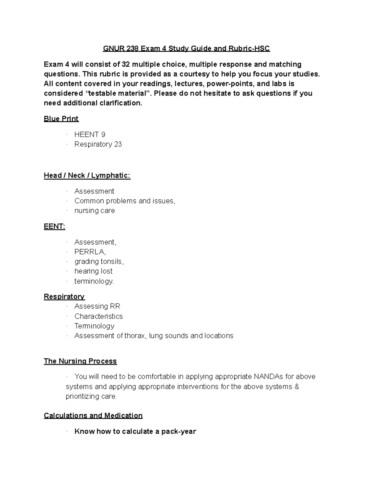 GNUR 238 Exam 4 Study Guide - NUR 319 - BU - Studocu