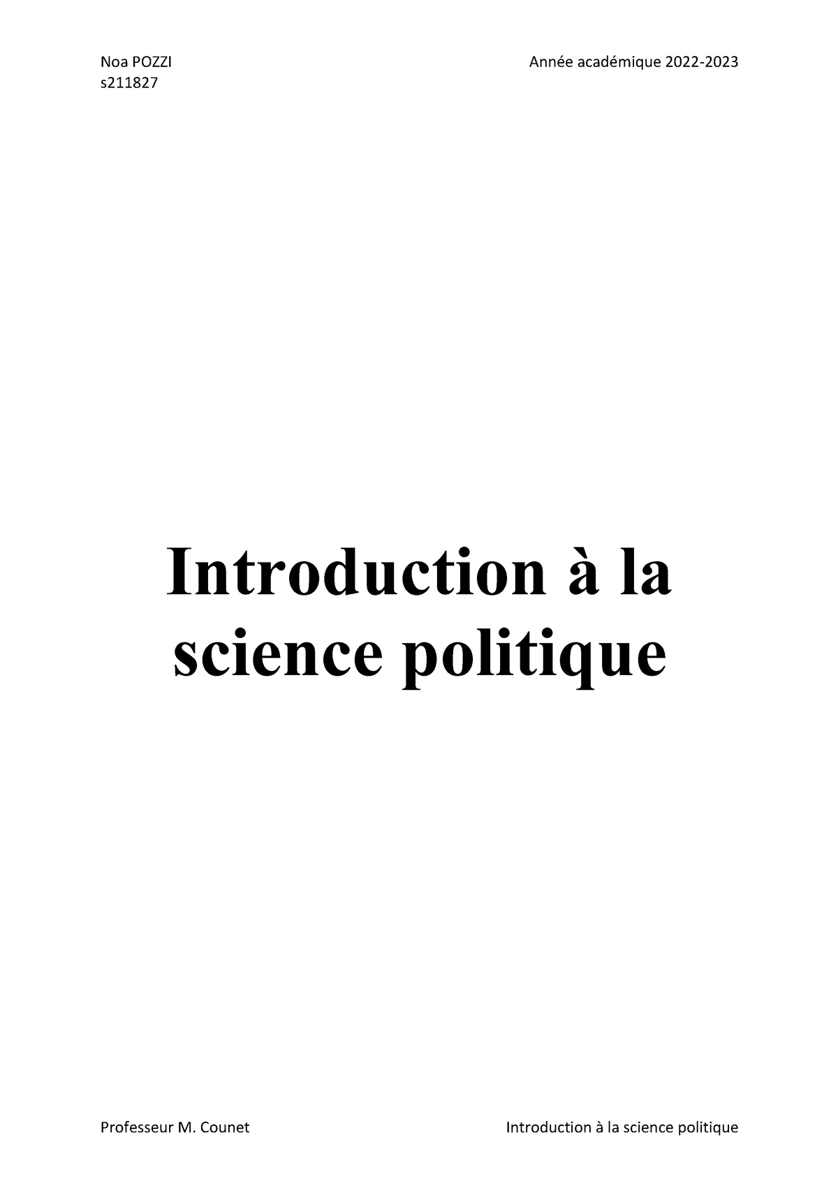 Introduction à La Science Politique S Introduction à La Science