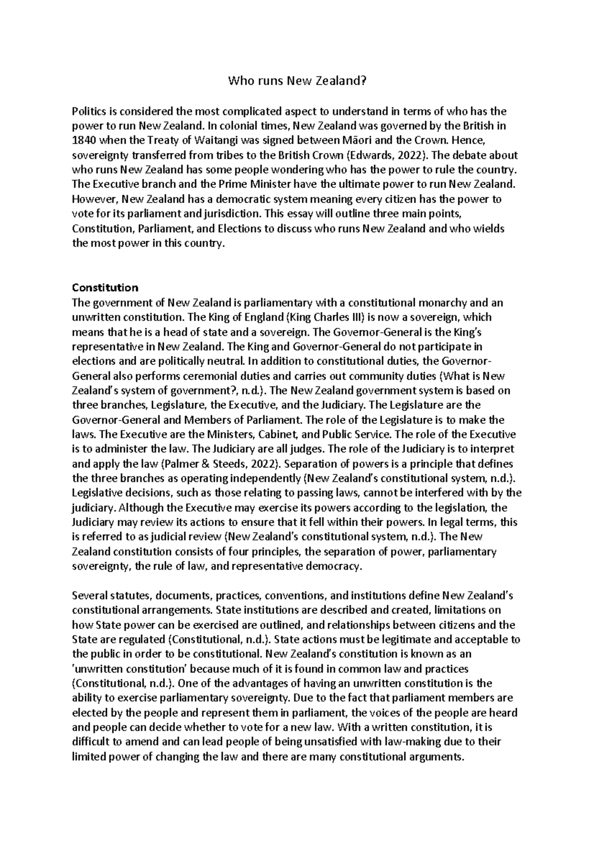 FCOM111 Government essay (I got 70% B) - Who runs New Zealand? Politics ...
