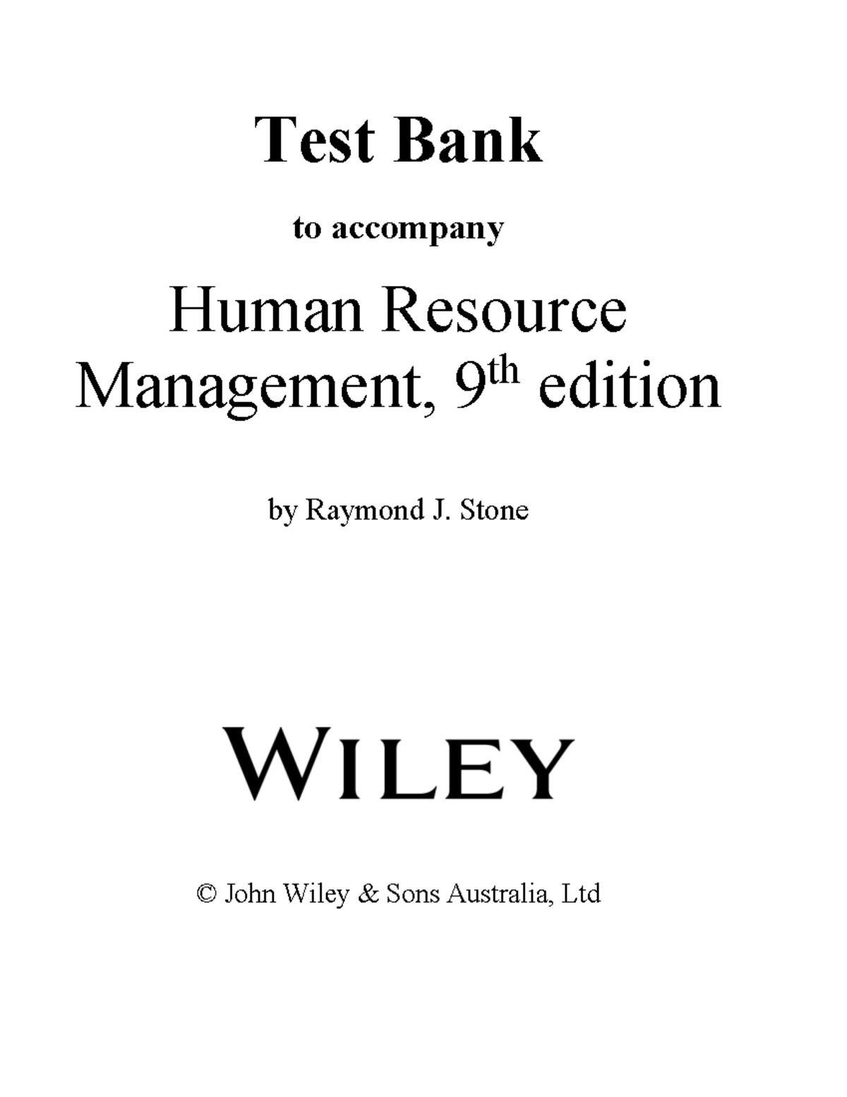 Stone 9e Tb Ch04 - Test Bank To Accompany Human Resource Management, 9 ...