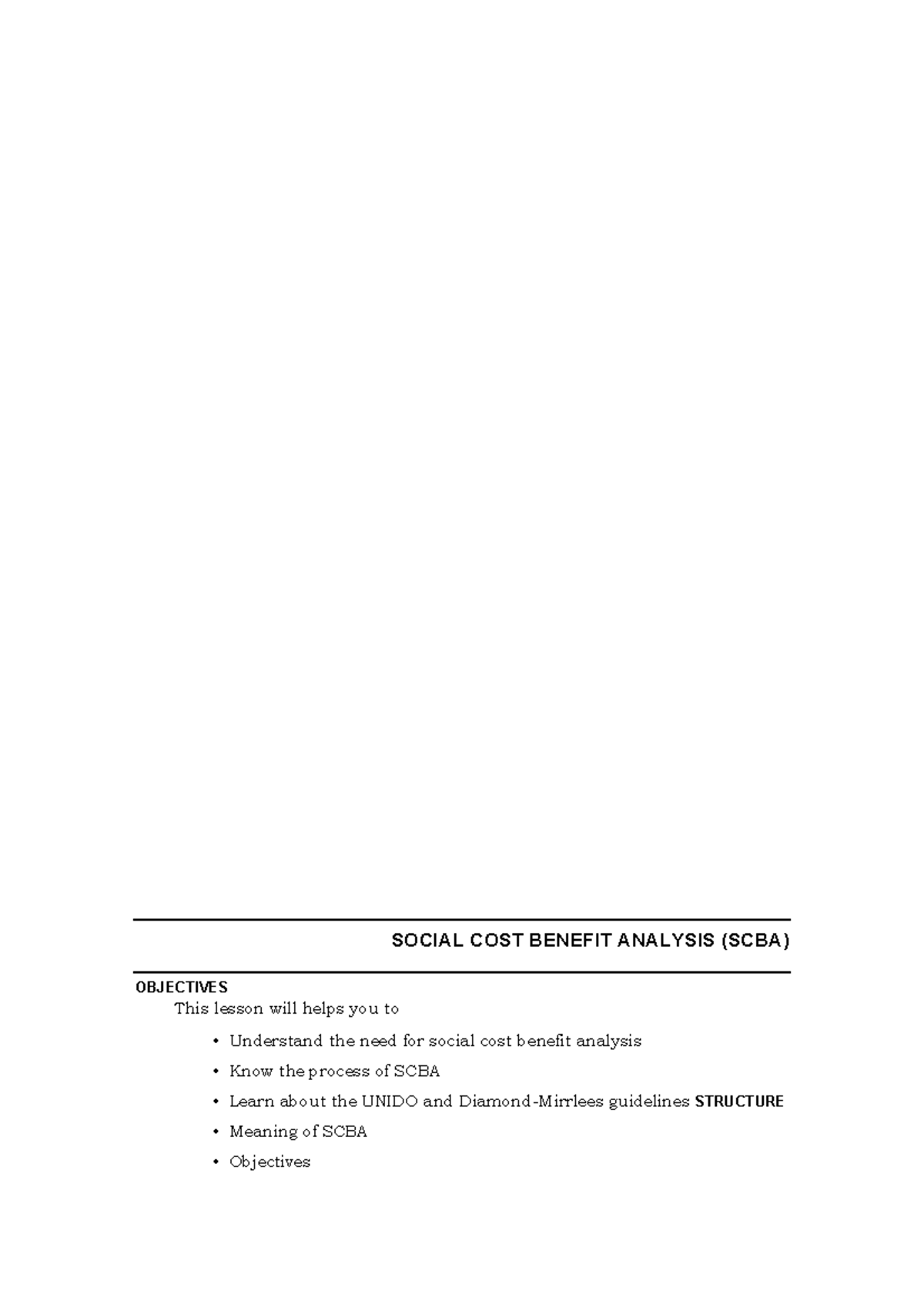 Social Cost Benefit Analysis Social Cost Benefit Analysis Scba Objectives This Lesson Will