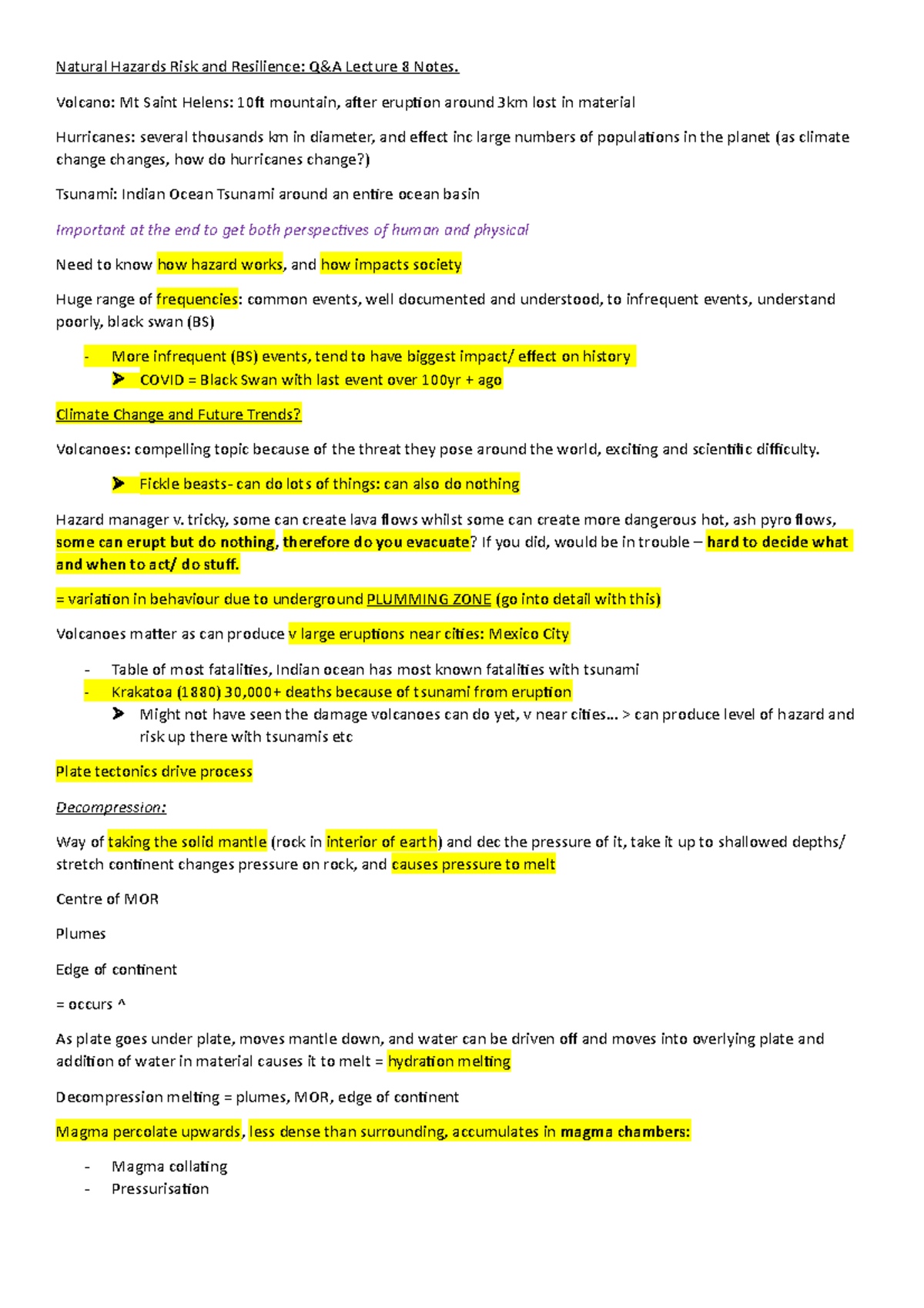 Q and A L8 - Lecture notes 8 - Natural Hazards Risk and Resilience: Q&A ...