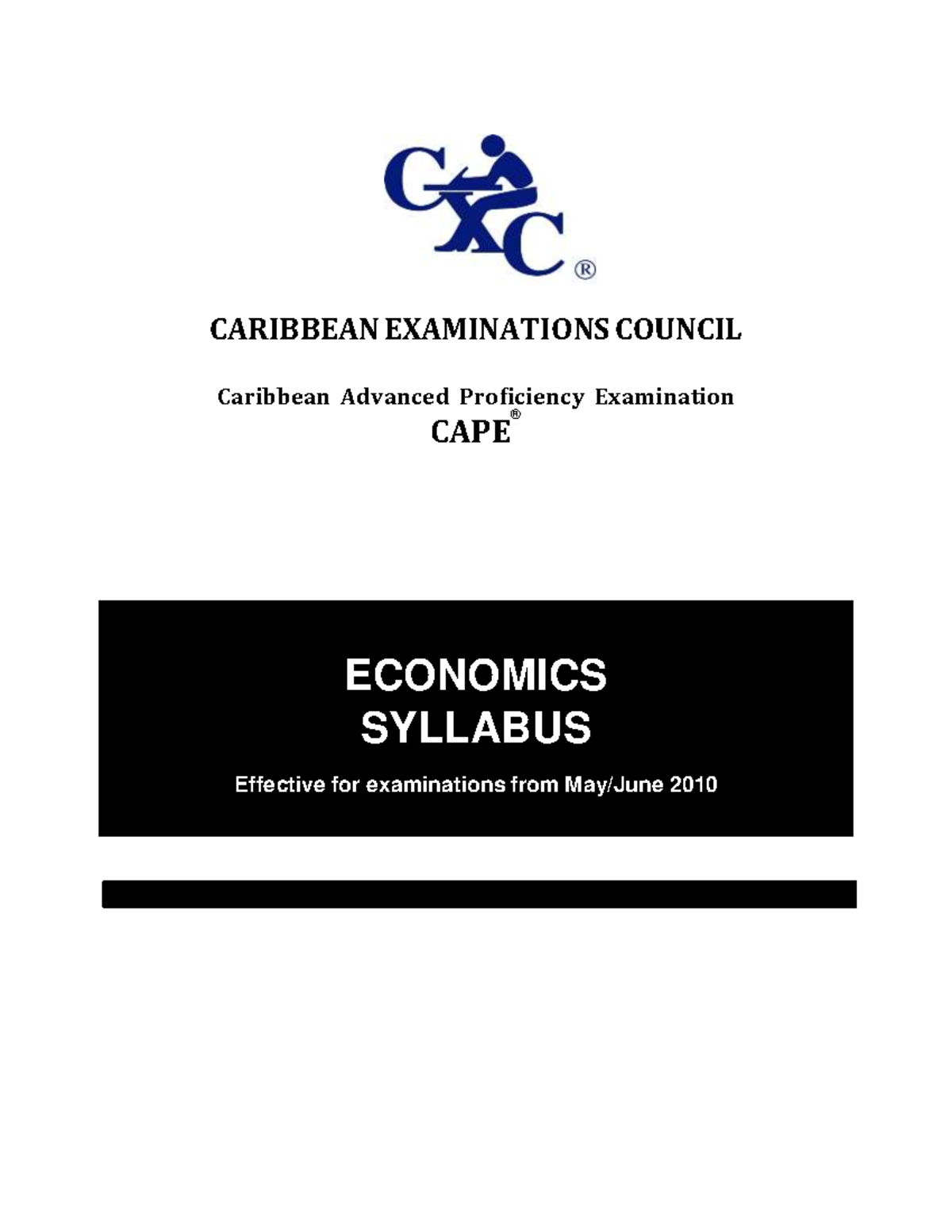 Economics - Great Book - CARIBBEAN EXAMINATIONS COUNCIL Caribbean ...