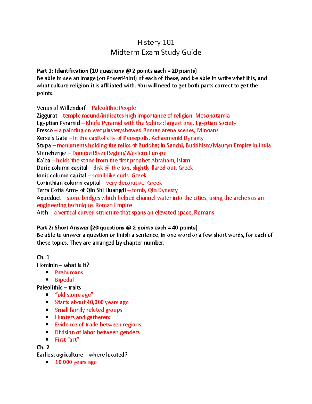 History 101 Midterm Study Guide History 101 Midterm Exam Study History 101 Midterm Study Guide History 101 Midterm Exam Study
