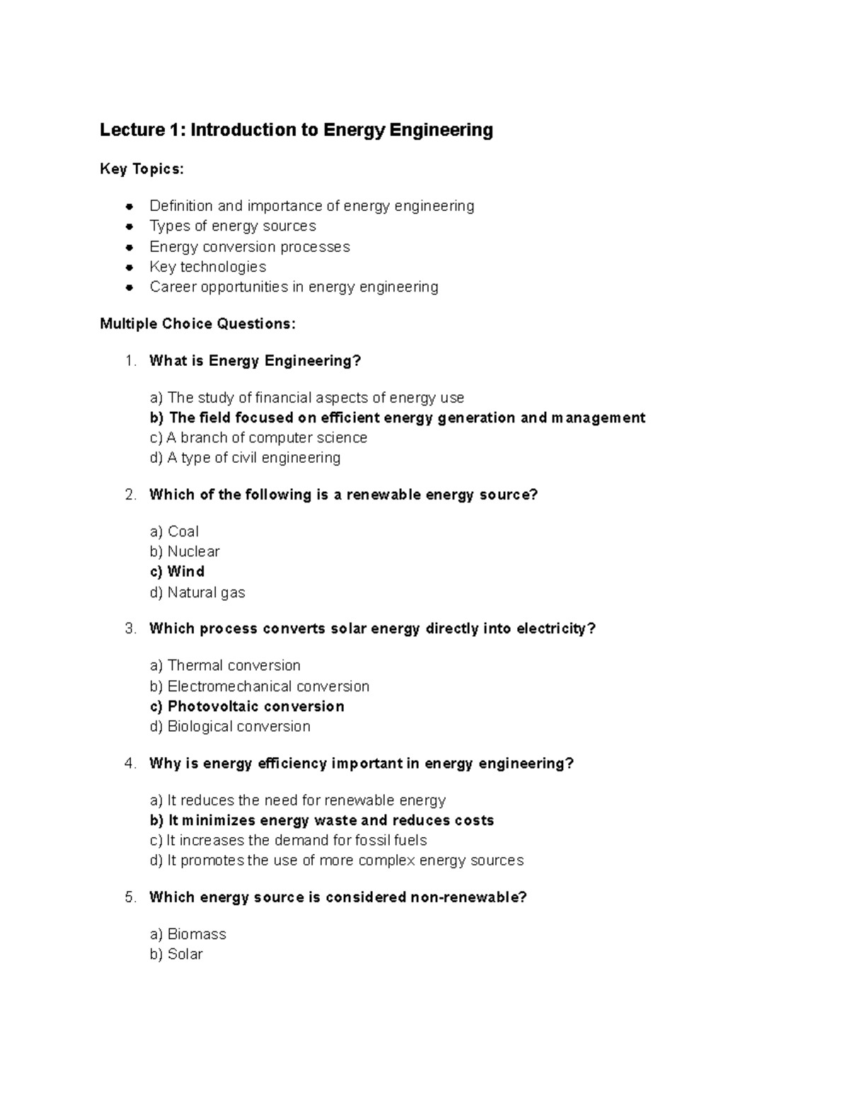 Cramming IEE - PRACTICE MATERIALS - Lecture 1: Introduction to Energy ...