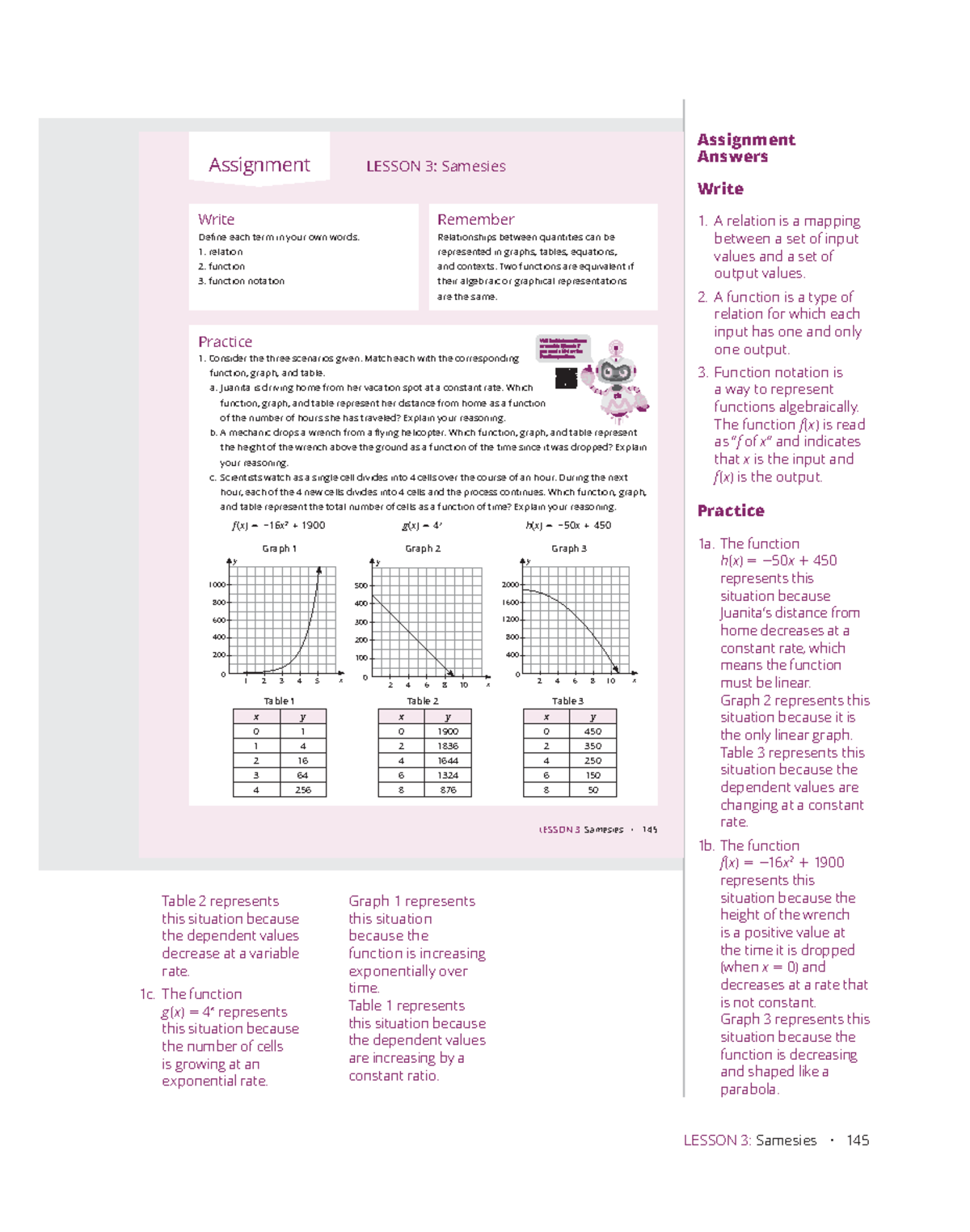 algebra 1 unit 3 lesson 2 homework answers