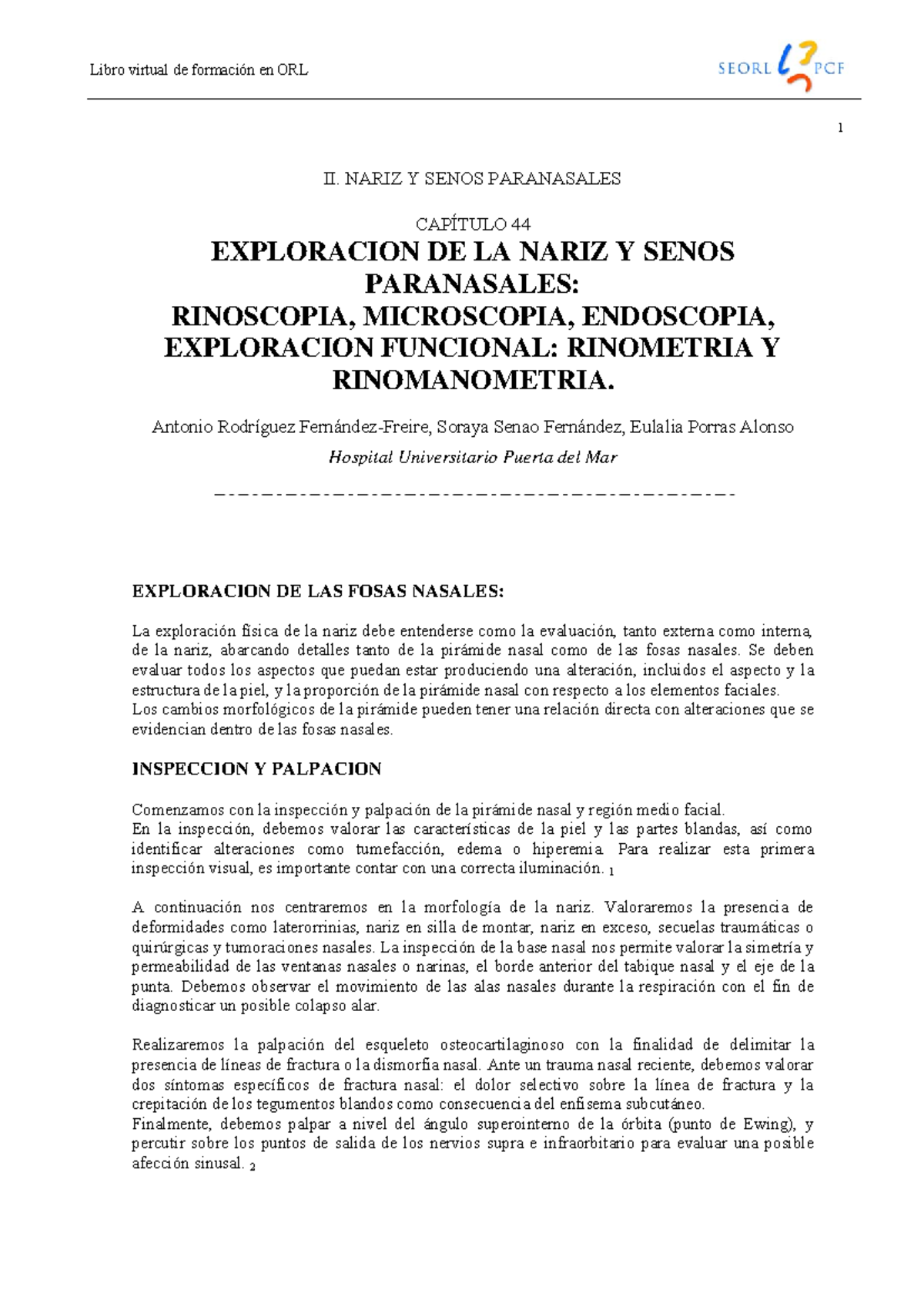 044 - Exploracion DE LA Nariz Y Senos Paranasales Rinoscopia ...