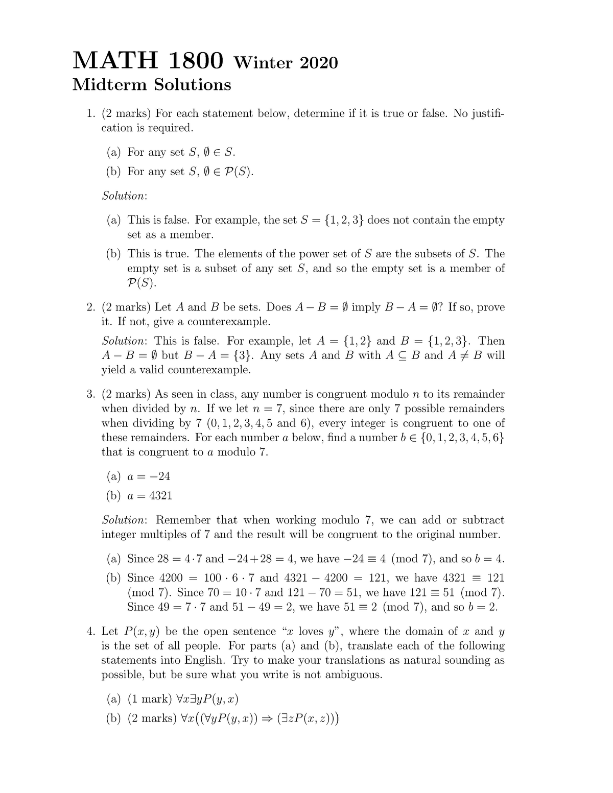 Midterm Answers Math 1800 Carleton Studocu