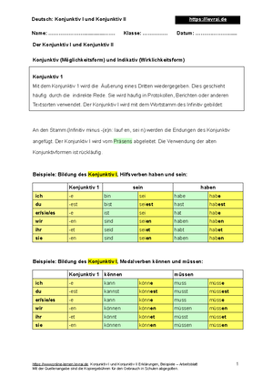 Konjunktiv 1 Und 2 Pdf 02 Konjunktiv I bilden Arbeitsblatt pdf - Deutsch: Konjunktiv I