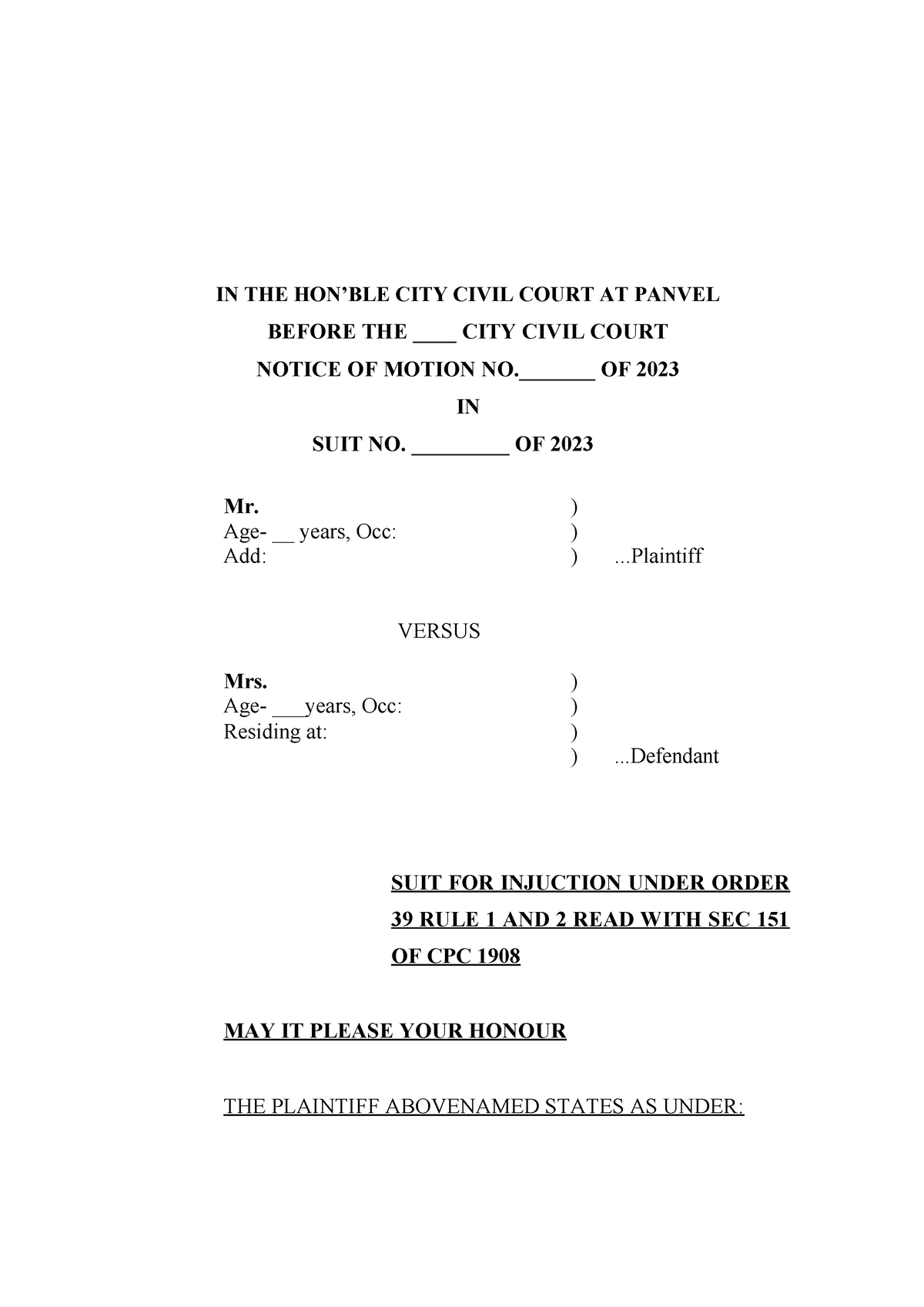 Notice Of Motion 1 Practical IN THE HON BLE CITY CIVIL COURT AT   Thumb 1200 1697 