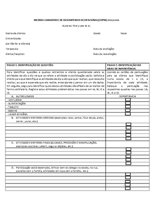 COPM-PDF (1) - COPM para pediatria - MEDIDA CANADENSE DE DESEMPENHO ...