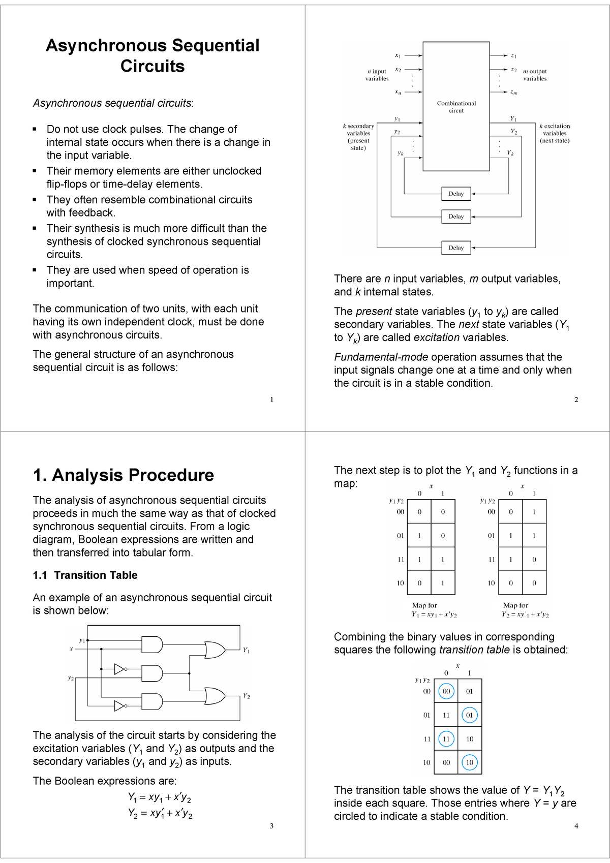 Digital Electronics Asynchronous Sequential Circuits 1 Asynchronous Sequential Circuits 1940